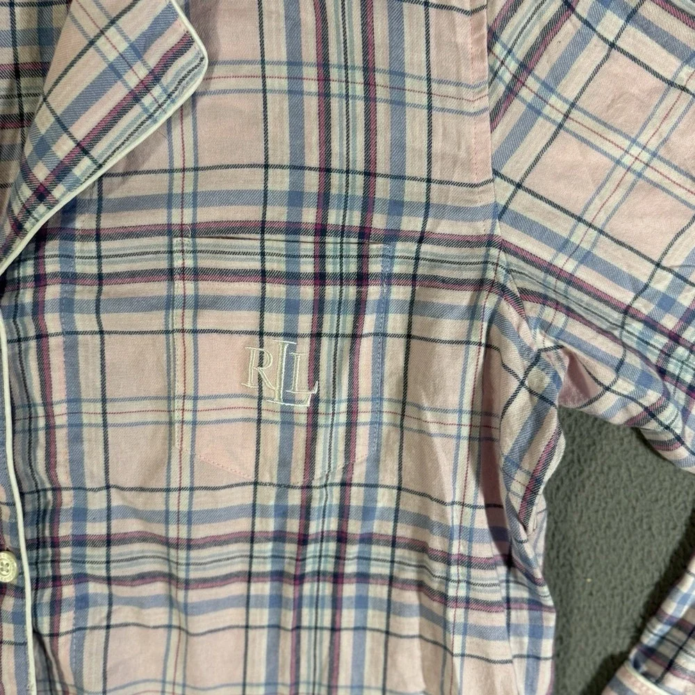 Vintage Lauren Ralph Lauren Women's Collar Classic Pajama Set Pink Plaid Size XL - Picture 3 of 12